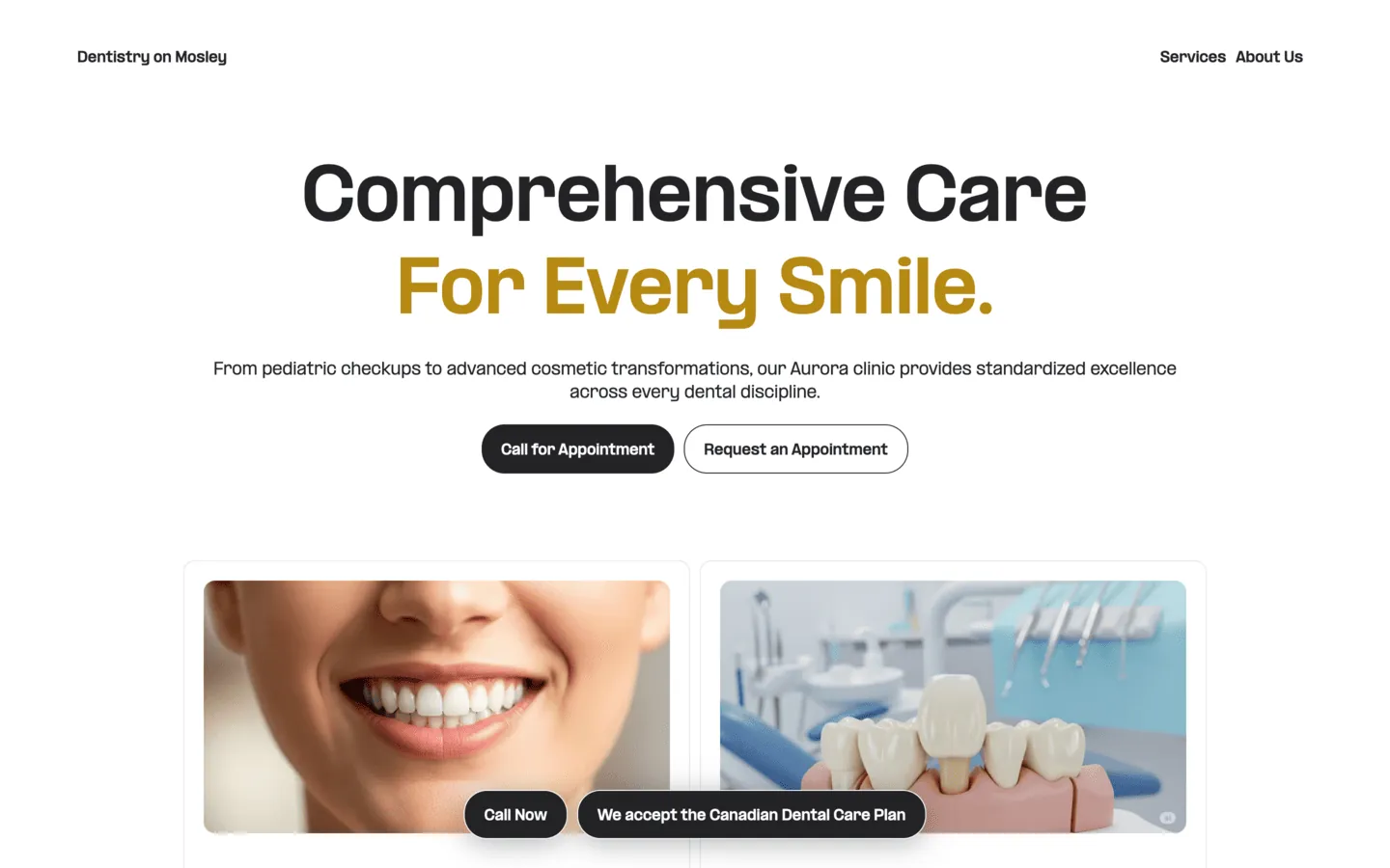 نمونه کار کلینیک دندانپزشکی Dentistry on Mosley — طراحی شده توسط نیسو وب