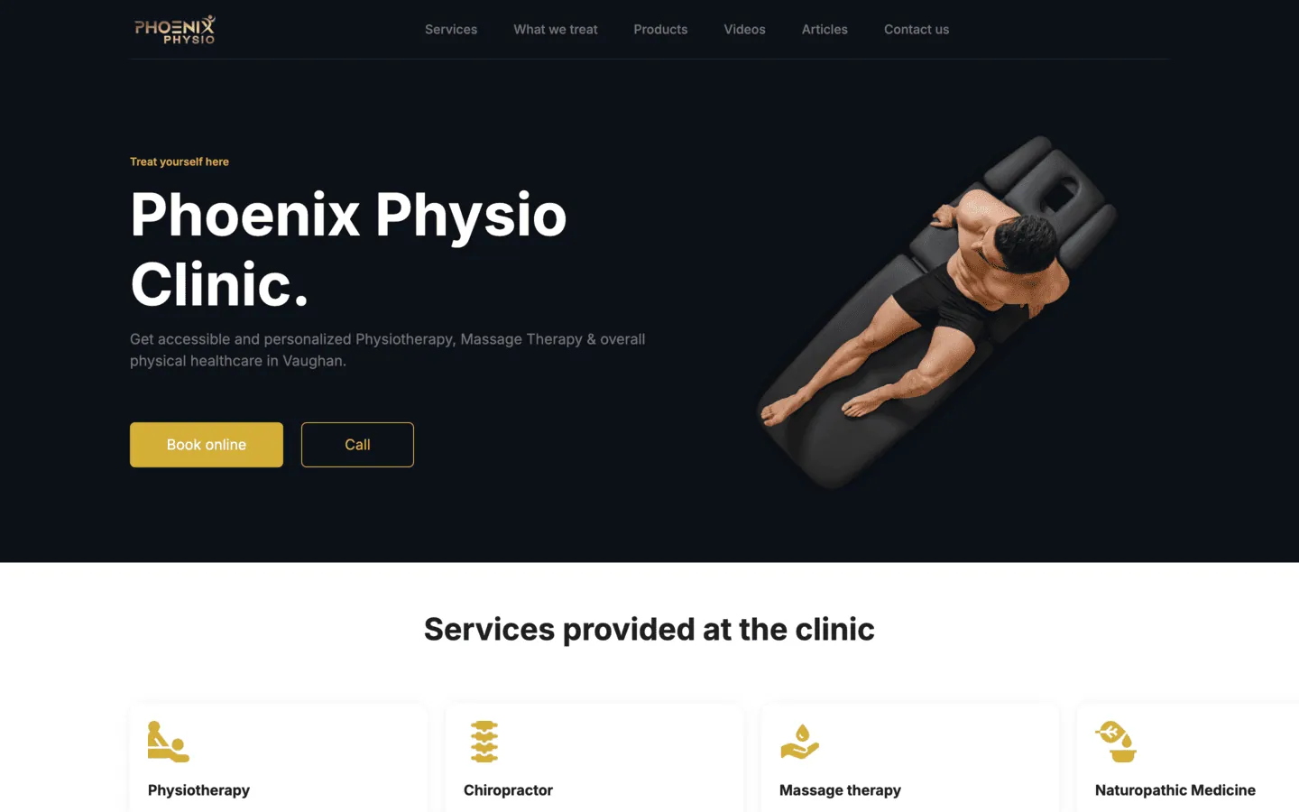 نمونه کار معرفی خدمات فیزیوتراپی و توانبخشی Phoenix Physiotherapy — طراحی شده توسط نیسو وب